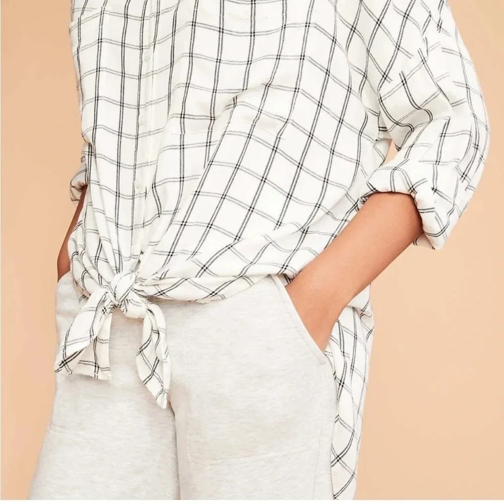 L&G Plaid Tie Front Shirt - Picture 3 of 10